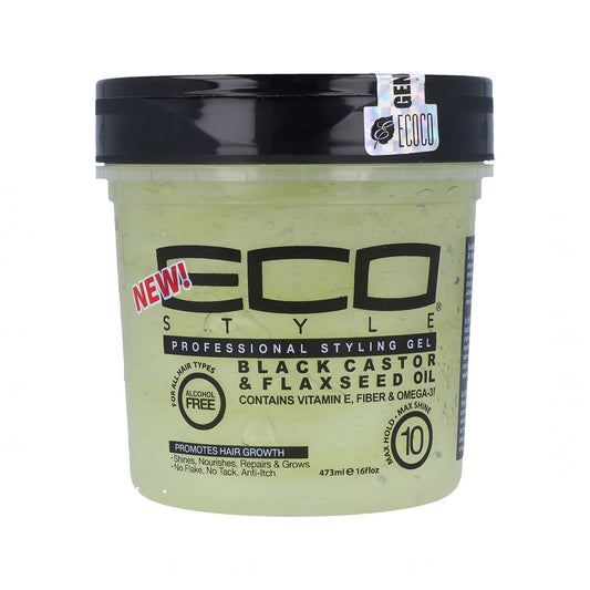 Ecoco Eco Style Gel - Black Castor Flaxseed Oil - Long Lasting Shine - Nourishes And Repairs Damaged Hair - Promotes Healthy Scalp - Provides Superior Beauty & Personal Care Eco Style