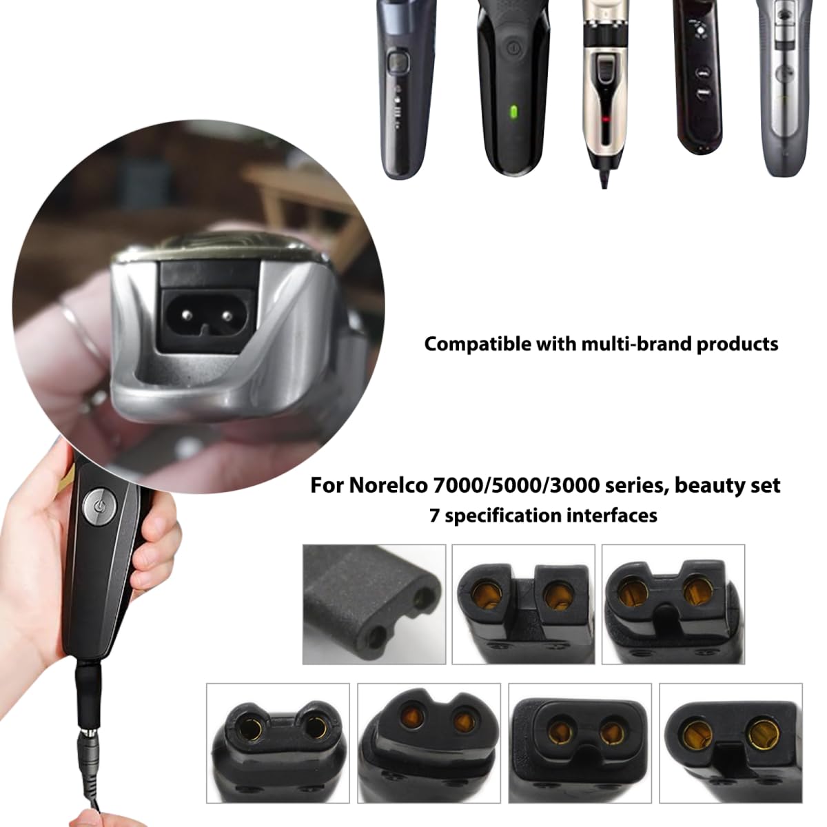Shaver Power Cord 5V Replacement Charger USB Adapter Set Fit for Norelco 7000/5000 / 3000 Series HQ8505 3000 3100 3500 4100 4200 4500 6100 8000X 8500X Beauty and Personal Care Zafina-UP
