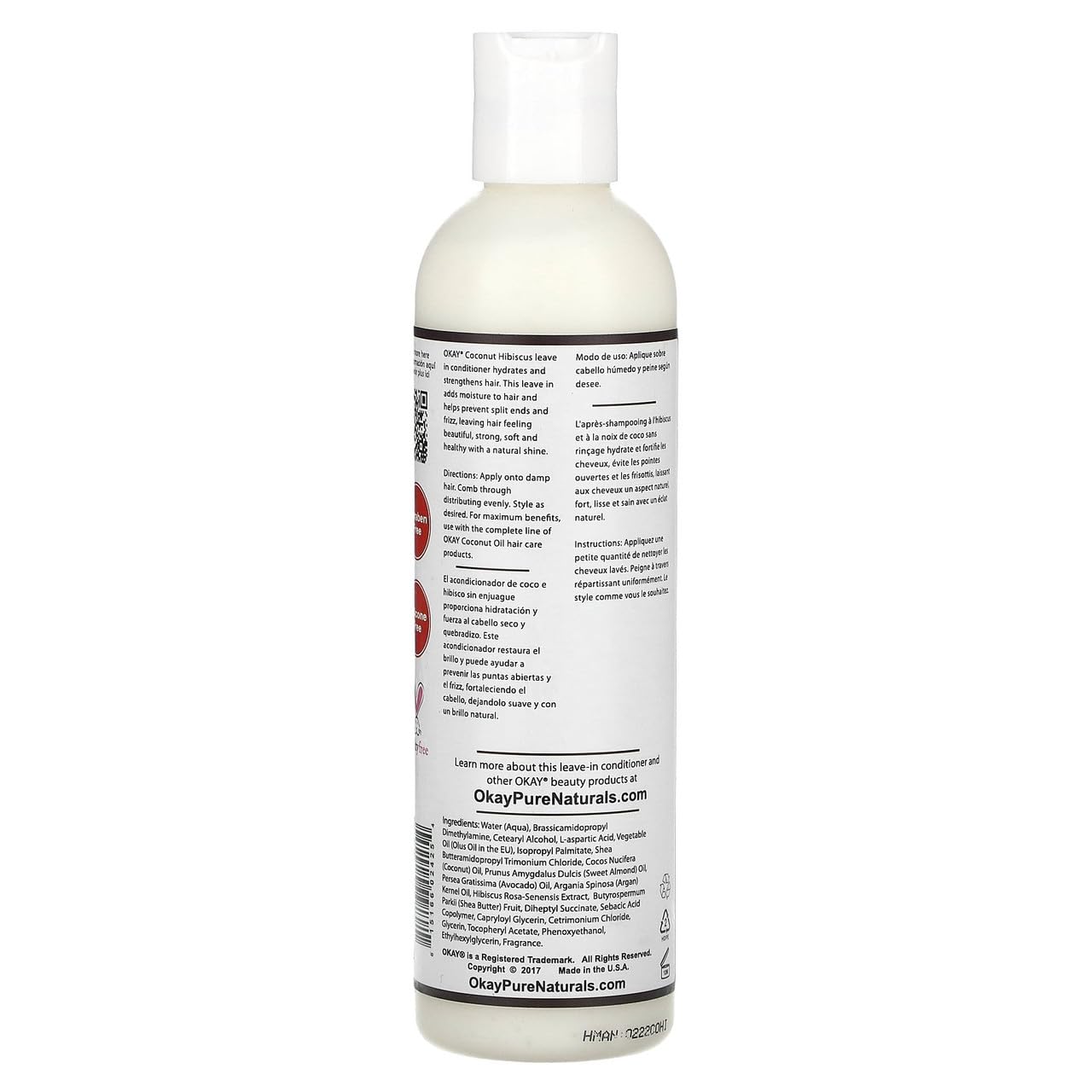 OKAY | Coconut Hibiscus Leave-In Conditioner | For All Hair Types & Textures | Restore - Hydrate - Strengthen | With Almond, Argan & Avocado Oil | Beauty & Personal Care OKAY