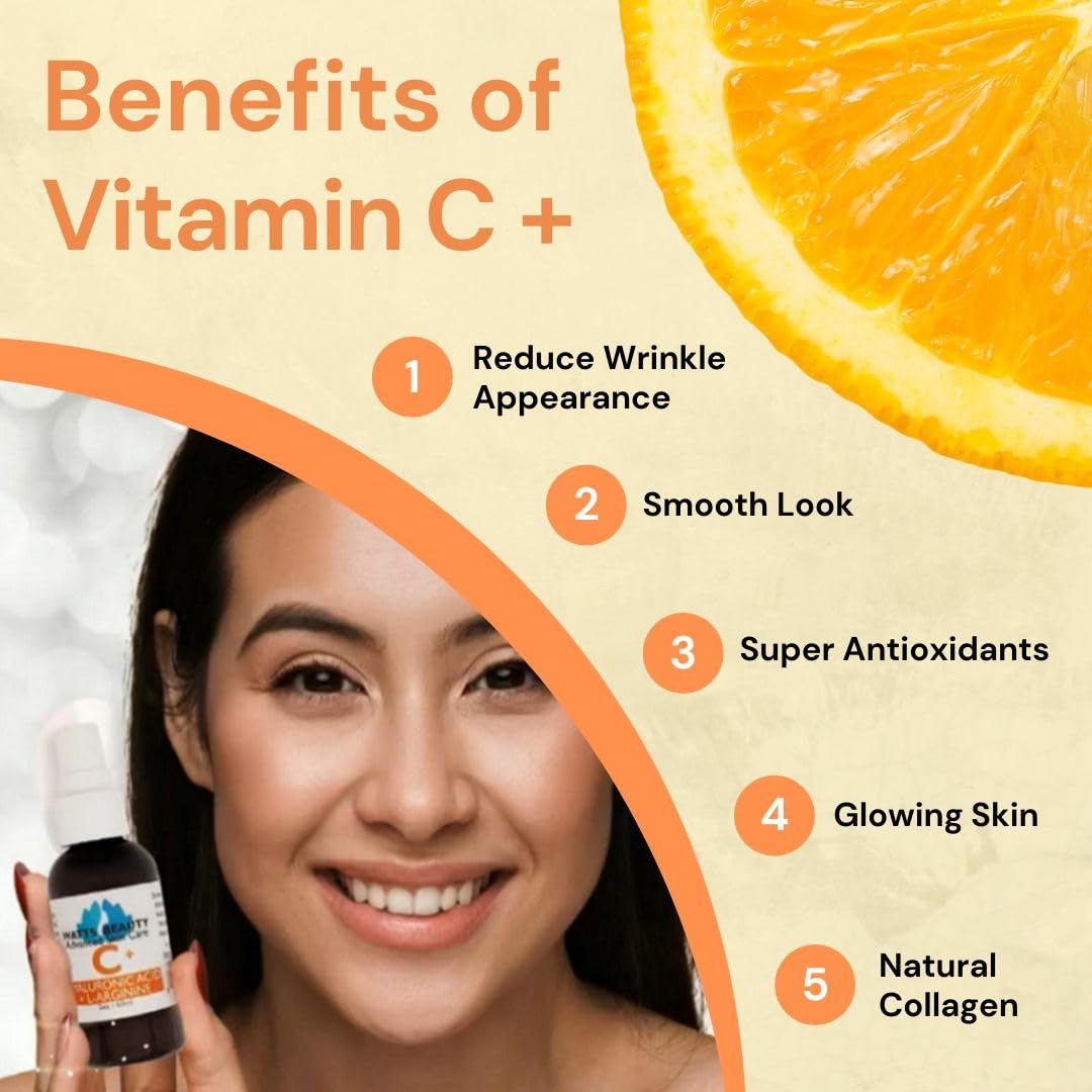 Watts Beauty Supercharged Vitamin C Serum with Moisturizing Hyaluronic Acid - Advanced Antioxidant Face and Body Serum - 2 oz Beauty & Personal Care Watts Beauty