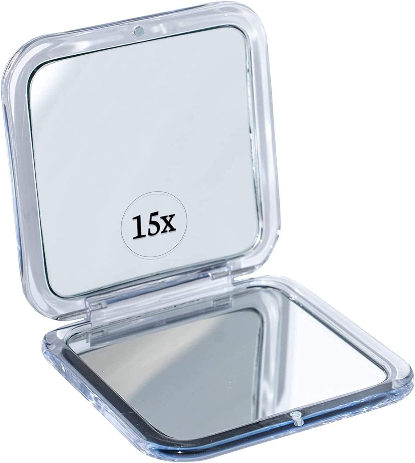 Small Compact 15X Magnifying Mirror for Travel - Handheld, Foldable & Lightweight - Mini Pocket-Sized Magnified Mirror for Purse - Square 3.3” x 3.3” Beauty & Personal Care MIRRORVANA