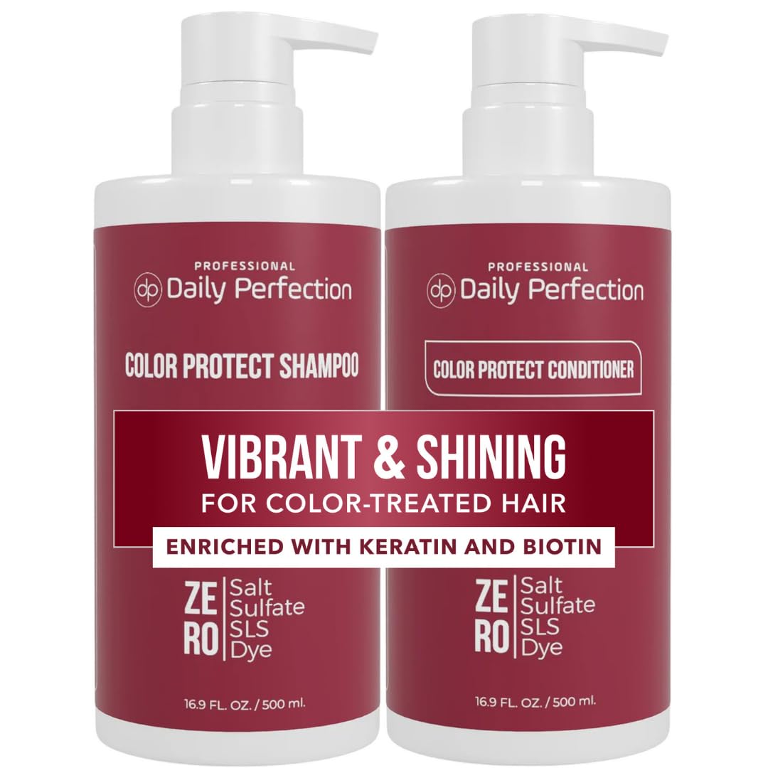 Daily Perfection Color Protect Shampoo and Conditioner Set - Vibrant and Shining Hair Care,Treated Hair with Biotin and Keratin - Salt, Sulfate Beauty & Personal Care Daily Perfection