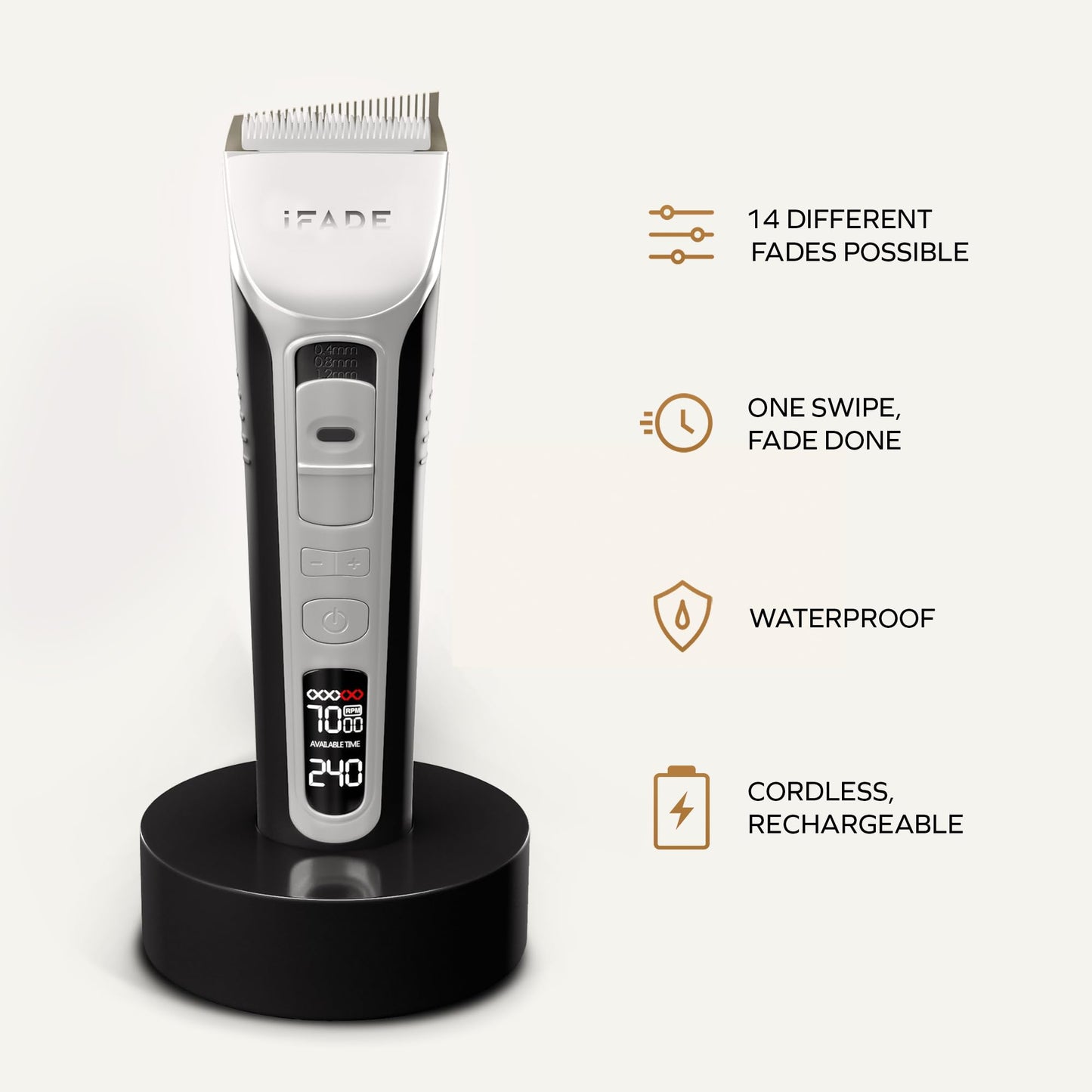IFADE 2.0 - Professional Instant Fading Clipper with Fading Blades - Fades in Seconds - 3 Hours of Battery, 7000 RPM - Men's Hair Clipper, Black Beauty and Personal Care IFADE