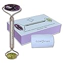 GEM PWR Amethyst + Jade Roller for Face and Neck Massage, Dual Gemstones with Durable Steel Handle and Travel Bag. Minimize Wrinkles, Reduce Puffiness Beauty & Personal Care GEM PWR