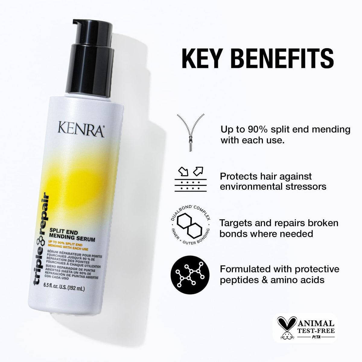 Kenra Triple Repair Split End Mending Serum | Up to 90% Split End Mending with Each Use | Targets & Repairs Weak or Broken Bonds | Split Ends |