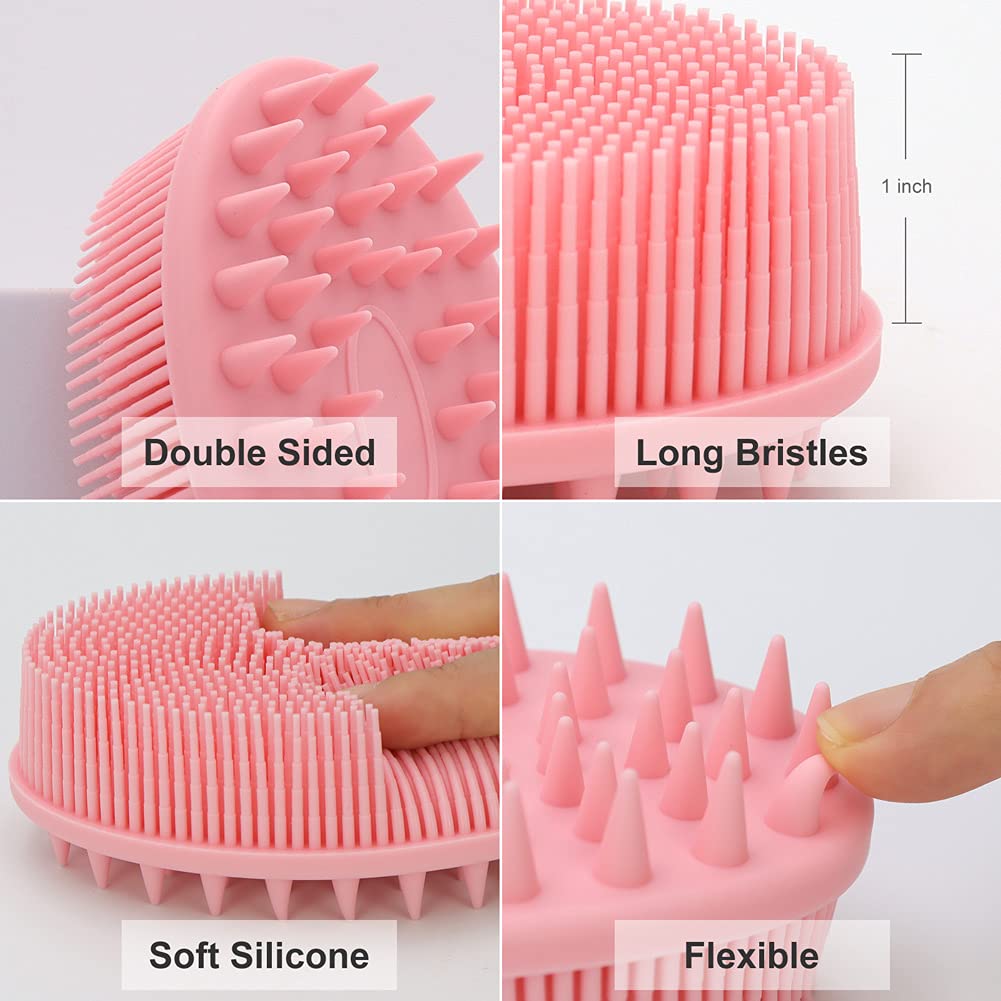 Upgrade 2 in 1 Bath and Shampoo Body Brush, Silicone Exfoliating Body Scrubber for Use in Shower, Premium Silicone Loofah, Head Scrubber, Scalp Beauty & Personal Care WETANG