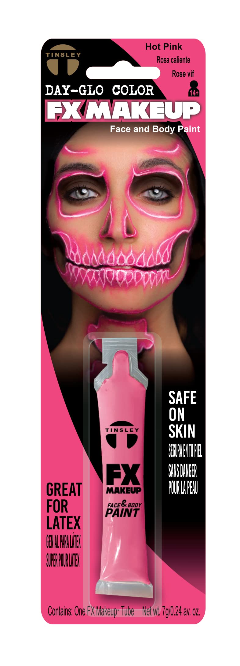 Tinsley Transfers FX Makeup - Face and Body Paint - Water-Based Cream - 7g / 0.24 oz Tube (DayGlo Hot Pink) Beauty & Personal Care Tinsley Transfers