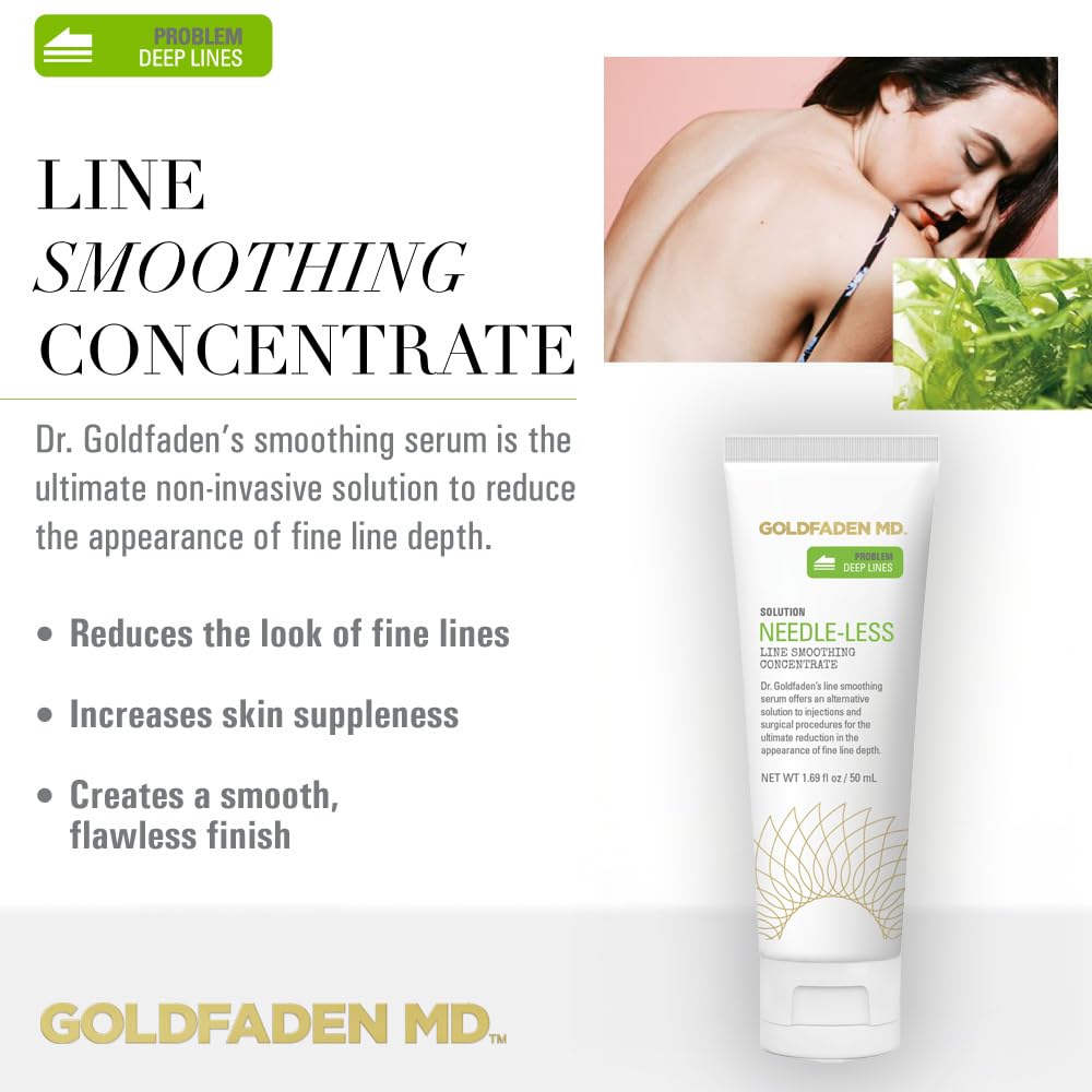 GOLDFADEN MD Needle-Less Line Smoothing Concentrate for Face & Neck | w/Seaweed Extract, Hyaluronic Acid, Hexapeptides, Organic Red Tea Extract 1.7 Fl Beauty & Personal Care GOLDFADEN MD