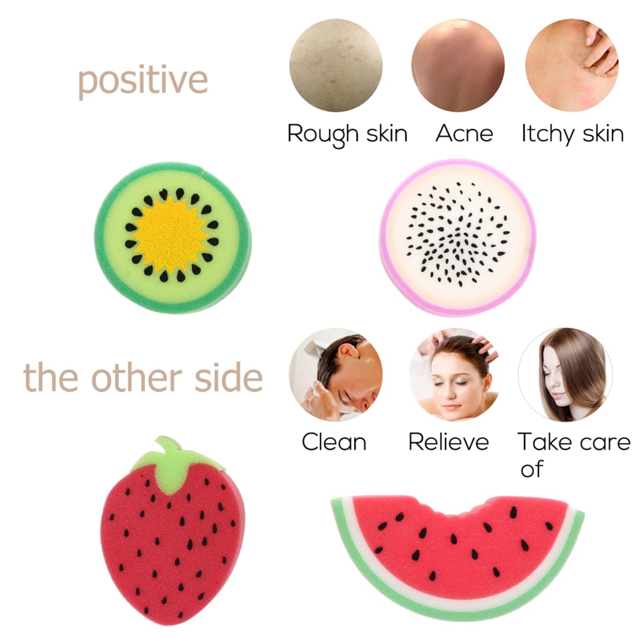 FOMIYES 4Pcs Fruit Shaped Bath Sponges for Kids, Soft Sponge Shower Scrubber with Gentle Exfoliating Power, Compact and Lightweight Bathing Tools Beauty and Personal Care FOMIYES
