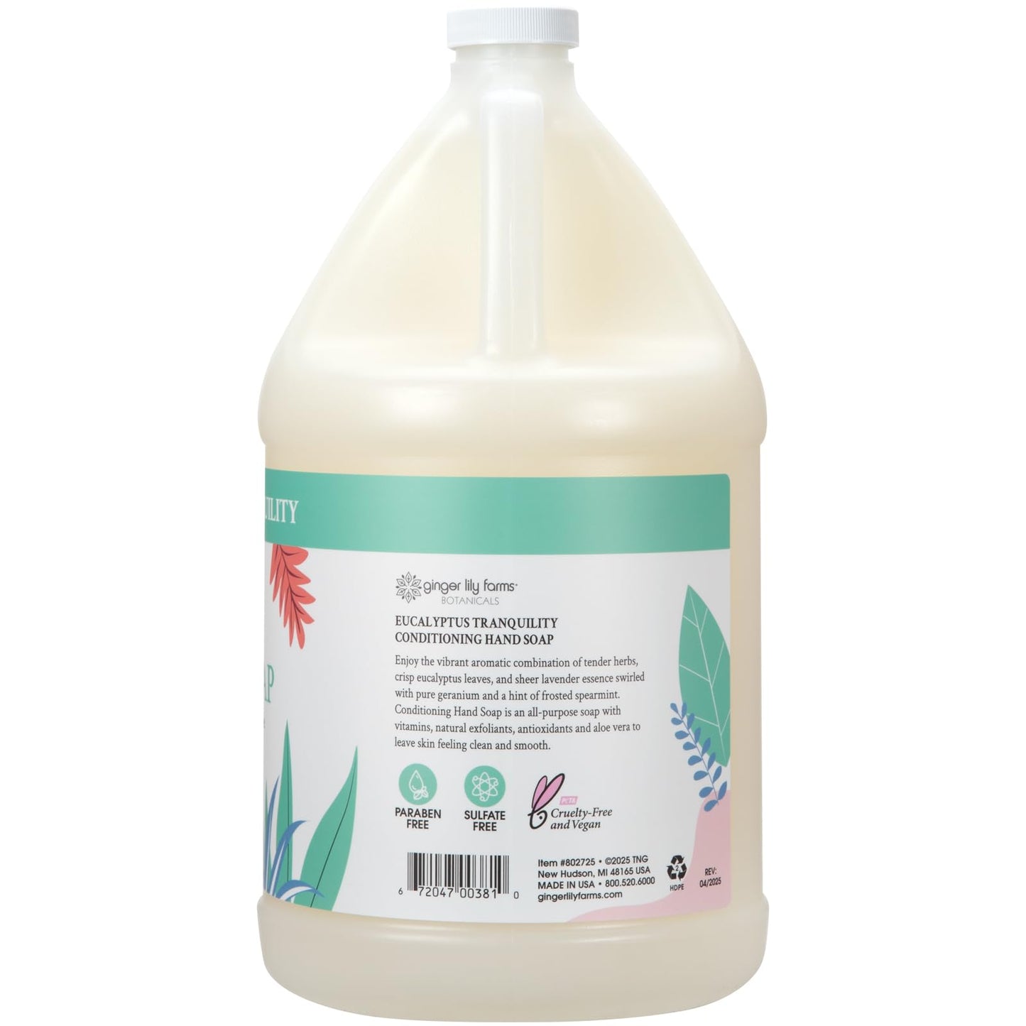 Ginger Lily Farms Botanicals Conditioning Liquid Hand Soap Refill, Eucalyptus Tranquility, 100% Vegan & Cruelty-Free, 1 Gallon (Pack of 4) Beauty & Personal Care Ginger Lily Farms
