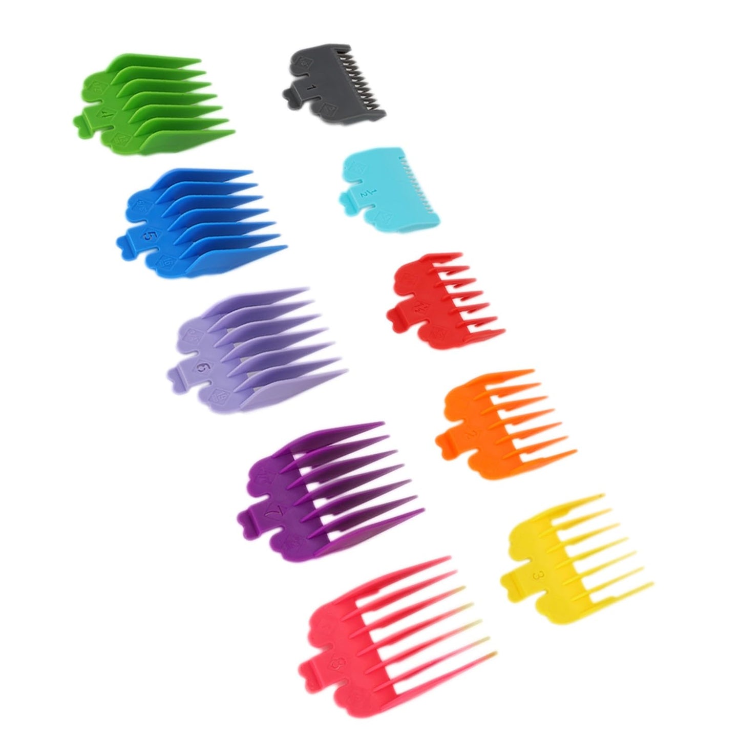 OVAQUIXI 10PCS Guide Comb Set for Hair Clippers, ABS Plastic 1.5mm to 25mm, Rounded Teeth for Safe Cutting, Compatible Beauty and Personal Care OVAQUIXI