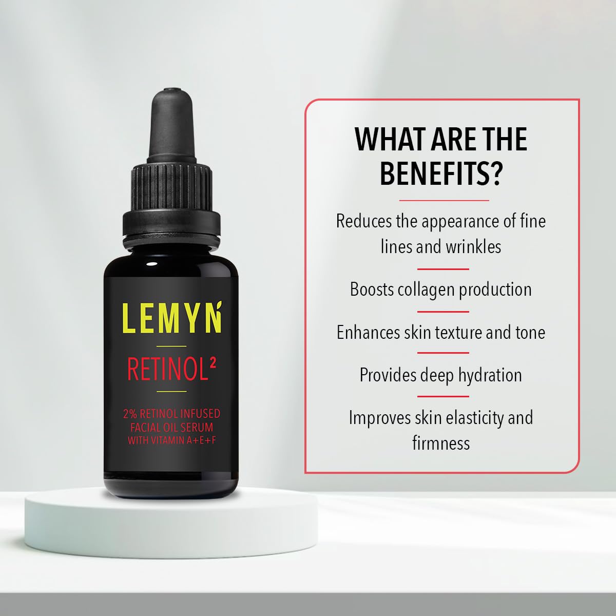 Lemyn Organics Retinol2 Facial Oil Serum with 2% Advanced Gentle Retinol, Vitamin A+E+F - Freshly Made Anti-Aging, Hydrating, and Firming Formula Beauty & Personal Care Lemyn Organics
