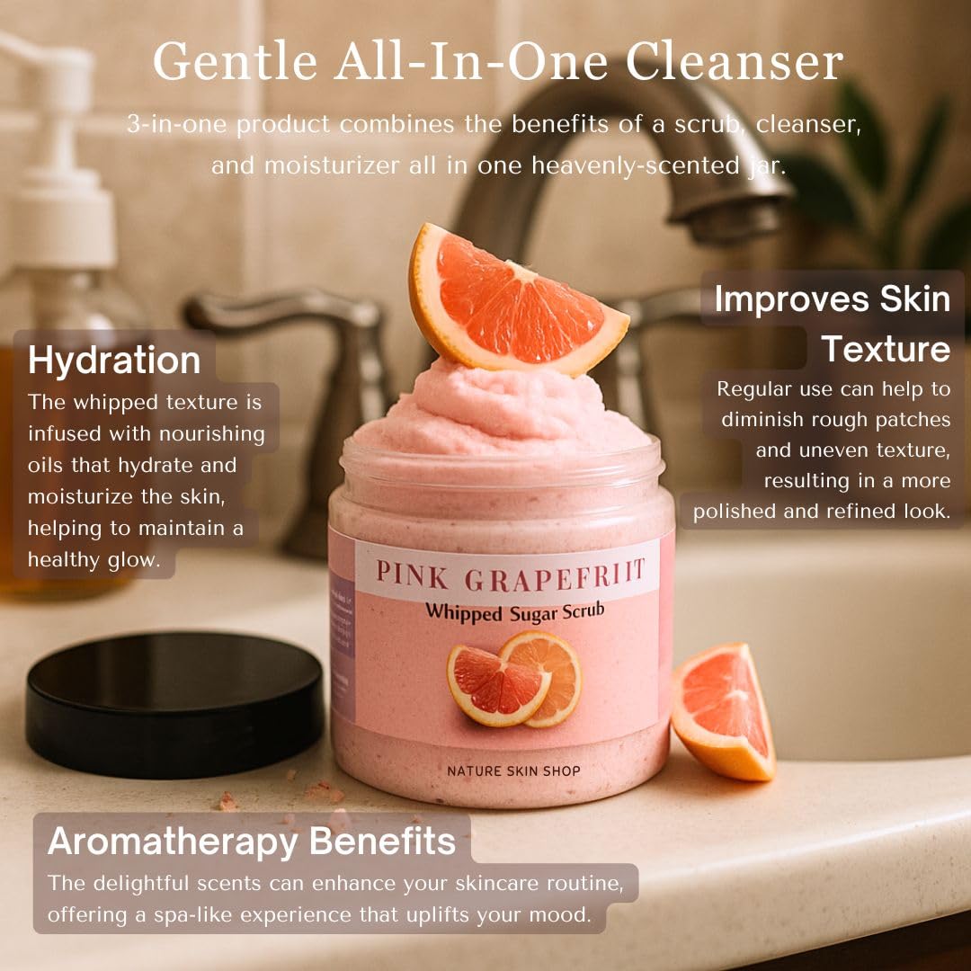 Nature Skin Shop Watermelon Whipped Sugar Scrub, 8oz Foaming Body Polish for Dry Skin & a Summer Glow Beauty & Personal Care Nature Skin Shop