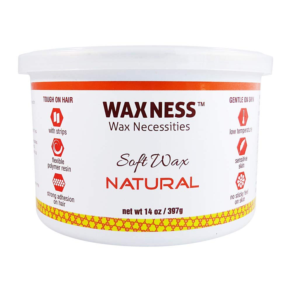 Waxness Natural Soft Wax Tin Amber Formula 14 oz (400 g) - Professional Strip Wax for Face & Body, Smooth Application - Made in Italy Beauty and Personal Care Waxness