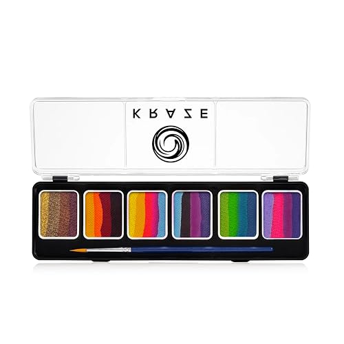 Kraze FX Enchanted Oasis Split Cake Palette - 6x6 gm by Tamina Muhammed Professional 1-Stroke Split Cake with 1 brush Hypoallergenic Non-Toxic Water Beauty & Personal Care Kraze FX