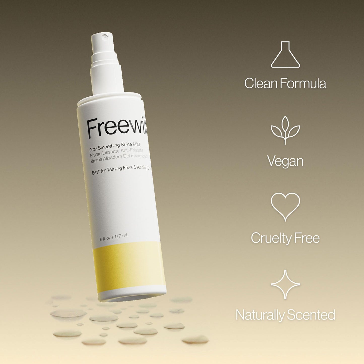 Freewill Frizz Smoothing Shine Mist - Lightweight Non-Greasy Hair Shine Spray for Frizz Control & Flyaways - Hydrating Mist with Argan, Coconut Beauty & Personal Care Freewill