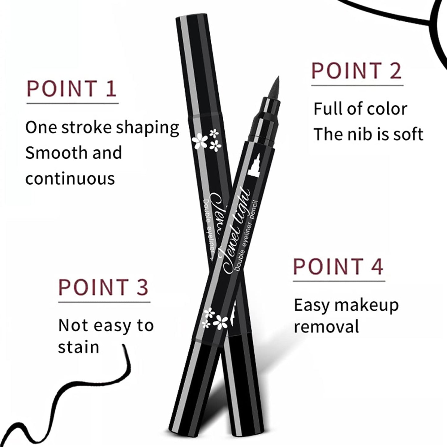 Pinkiou 6Pcs Eyeliner Stamp Pen Set, Long-lasting Eye Liner Pencil for Eye Makeup,Waterproof Double-Sided Liquid Eyeliner Stamp Pen Set Beauty & Personal Care Pinkiou