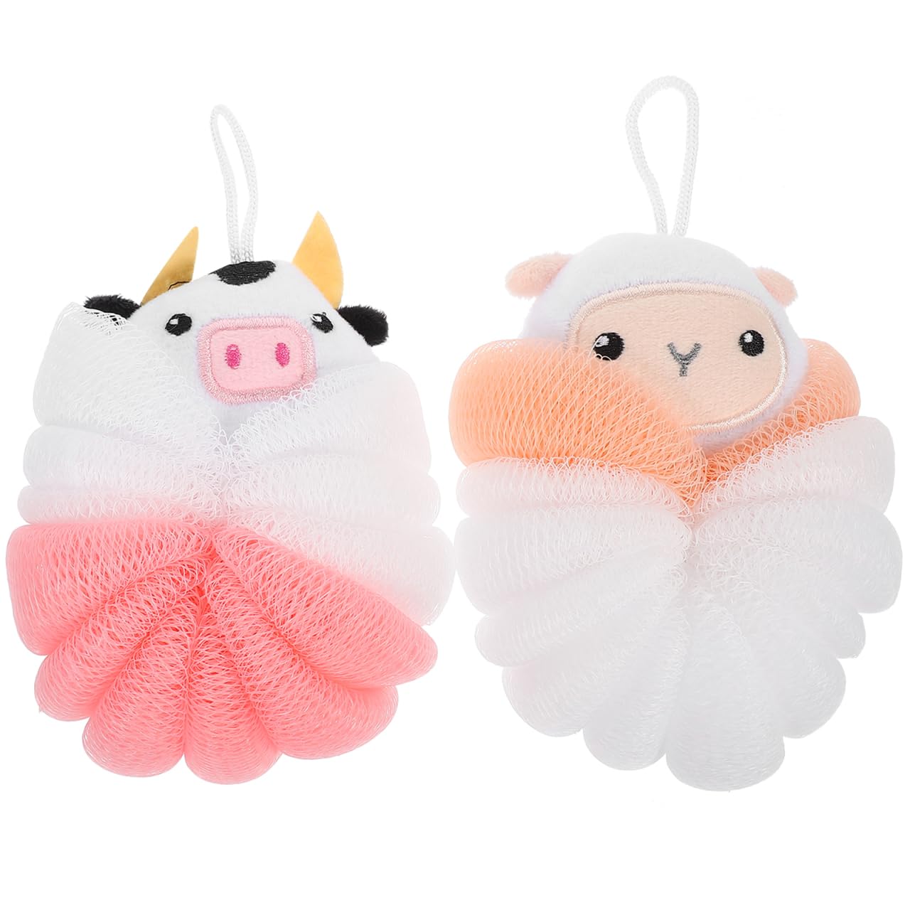 Baluue Cartoon Bath Balls 2 Pack Animal Shower Ball Body Scrubber Exfoliating Bathing Balls for Kids Soft Loofah Sponge for Gentle Skin Cleaning 5.51 Beauty and Personal Care Baluue