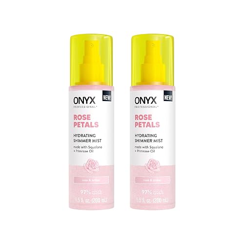 Onyx Professional Hydrating Shimmer Mist with Squalane & Primrose Oil, Rose Petals, 6.5 fl oz, 2pk - Shimmer Hair and Body Mist Creates a Radiant Glow Beauty & Personal Care Onyx Professional