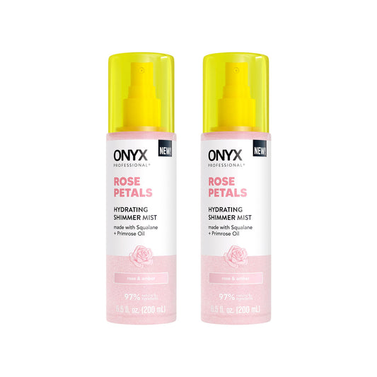 Onyx Professional Hydrating Shimmer Mist with Squalane & Primrose Oil, Rose Petals, 6.5 fl oz, 2pk - Shimmer Hair and Body Mist Creates a Radiant Glow Beauty & Personal Care Onyx Professional