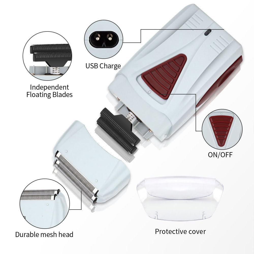 Electric Foil Shavers for Men, Dual Floating Blades for Close & Clean Shaving, Mini Portable Electric Razor with Precision-Compact Body, High Power Beauty and Personal Care QDKVTNDJZ