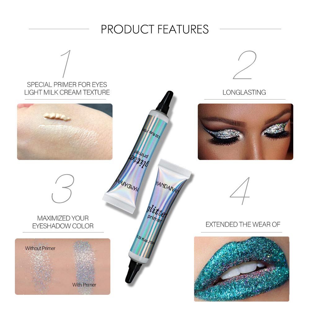 MAEPEOR Cosmetic Glitter Glue Long Lasting Makeup Glitter Primer Gel Waterproof and Smudgeproof Primer Base Glue for Body Eyes Face Lip (10 ml, 2 PCS) Beauty & Personal Care Gueop