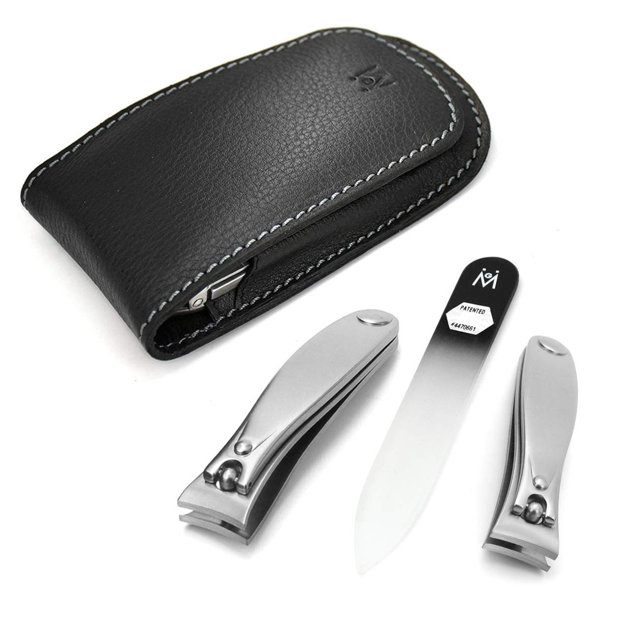 GERMANIKURE 3pc Travel Manicure Set - FINOX Stainless Steel Tools Handmade in Solingen Germany: Fingernail Clipper, Toenail Clipper, Glass Nail File Beauty & Personal Care GERmanikure