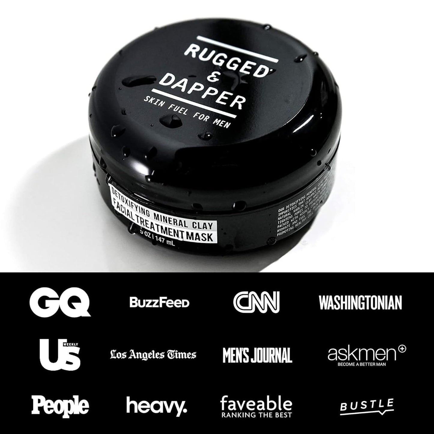 RUGGED & DAPPER - Premium Face Mask for Men - Deep Pore Cleansing Treatment - Fights Blackheads + Acne + Excess Oil - USA Made with Natural Kaolin Beauty & Personal Care RUGGED & DAPPER