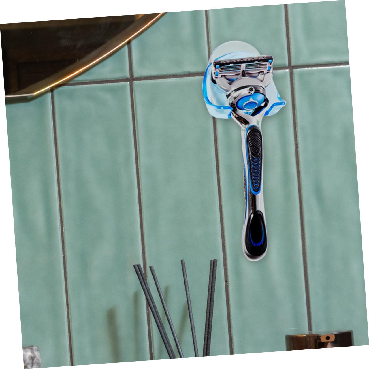 SOLUSTRE 2pcs Strong Suction Cup Razor Holder for Shower Wall Mount Shaver Rack Plastic Grey Beauty and Personal Care SOLUSTRE