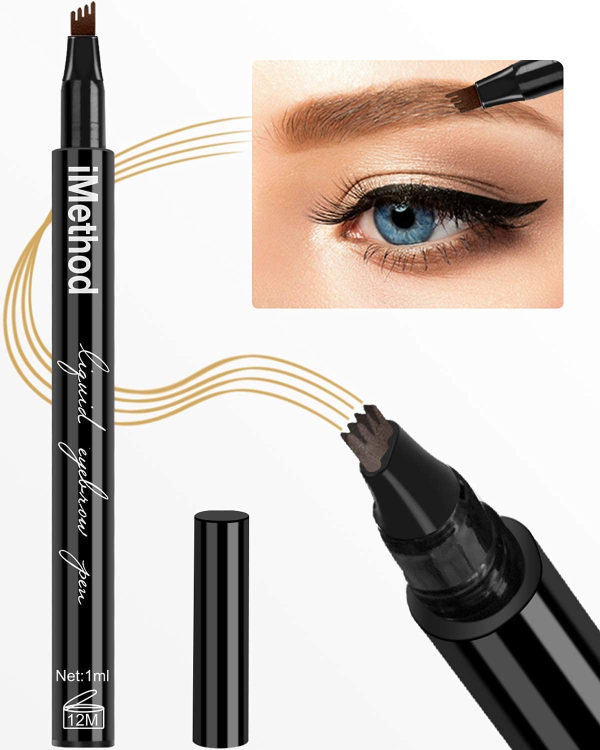 iMethod Eyebrow Pen - iMethod Eye Brown Makeup, Eyebrow Pencil with a Micro-Fork Tip Applicator Creates Natural Looking Brows Effortlessly and Stays Beauty & Personal Care iMethod