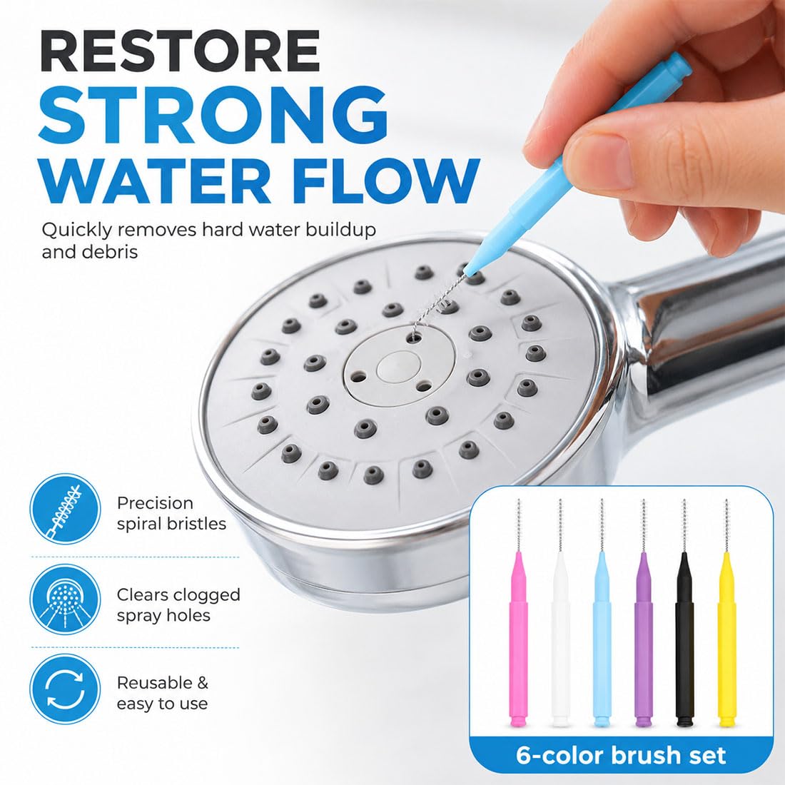 Shower Head Cleaning Brush for Small Holes, Anti-Clogging Showerhead Cleaner Tool, Tiny Crevice Brushes for Unclogging Bathroom Nozzle, Phone Port Beauty and Personal Care Gugliet