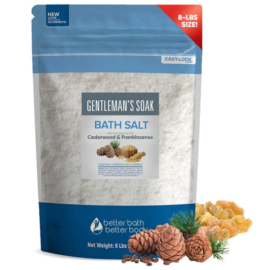 Gentleman's Bath Salt 128 Ounces Epsom Salt with Natural Cedarwood, Frankincense, Eucalyptus and Peppermint Essential Oils Plus Vitamin C in BPA Free Beauty & Personal Care Better Bath Better Body