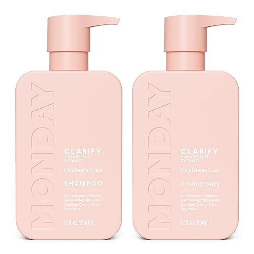 MONDAY HAIRCARE Clarify Shampoo and Conditioner Set 12 oz for Oily Hair Made with Grapefruit Extract, Coconut Oil, Shea Butter, Vitamin E Beauty & Personal Care MONDAY HAIRCARE