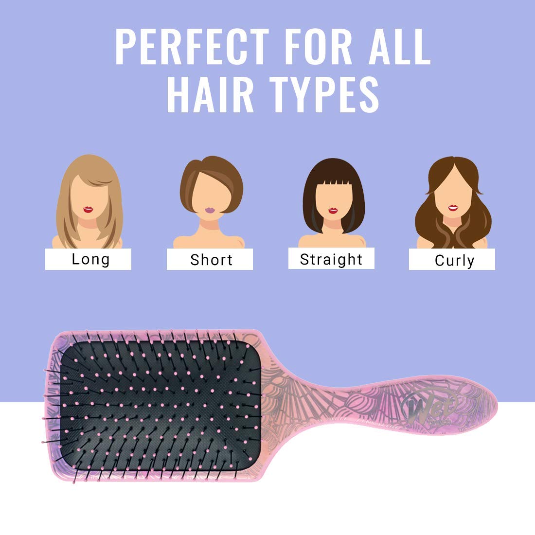 Wet Brush Paddle Detangler Hair Brush, Sea Shells - Ultra-Soft IntelliFlex Bristles with AquaVent Design - Spread Hair Treatments Evenly - Pain-Free