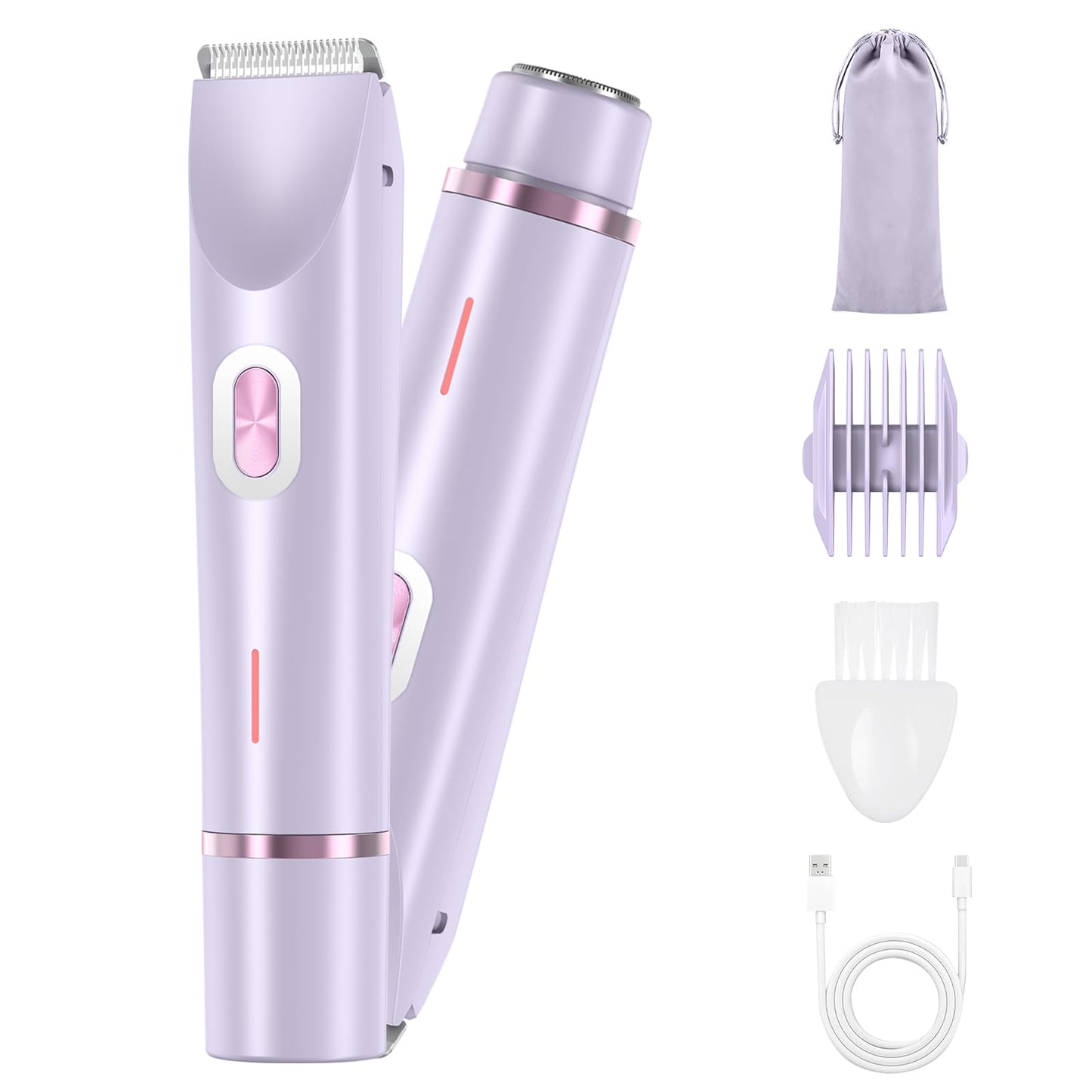 Bikini Trimmer for Women - 2-in-1 Electric Razor with Dual Heads, Ceramic Blades, Wet & Dry Use, USB Rechargeable, Skin-Friendly Shaver for Bikini Beauty and Personal Care VIOBELA