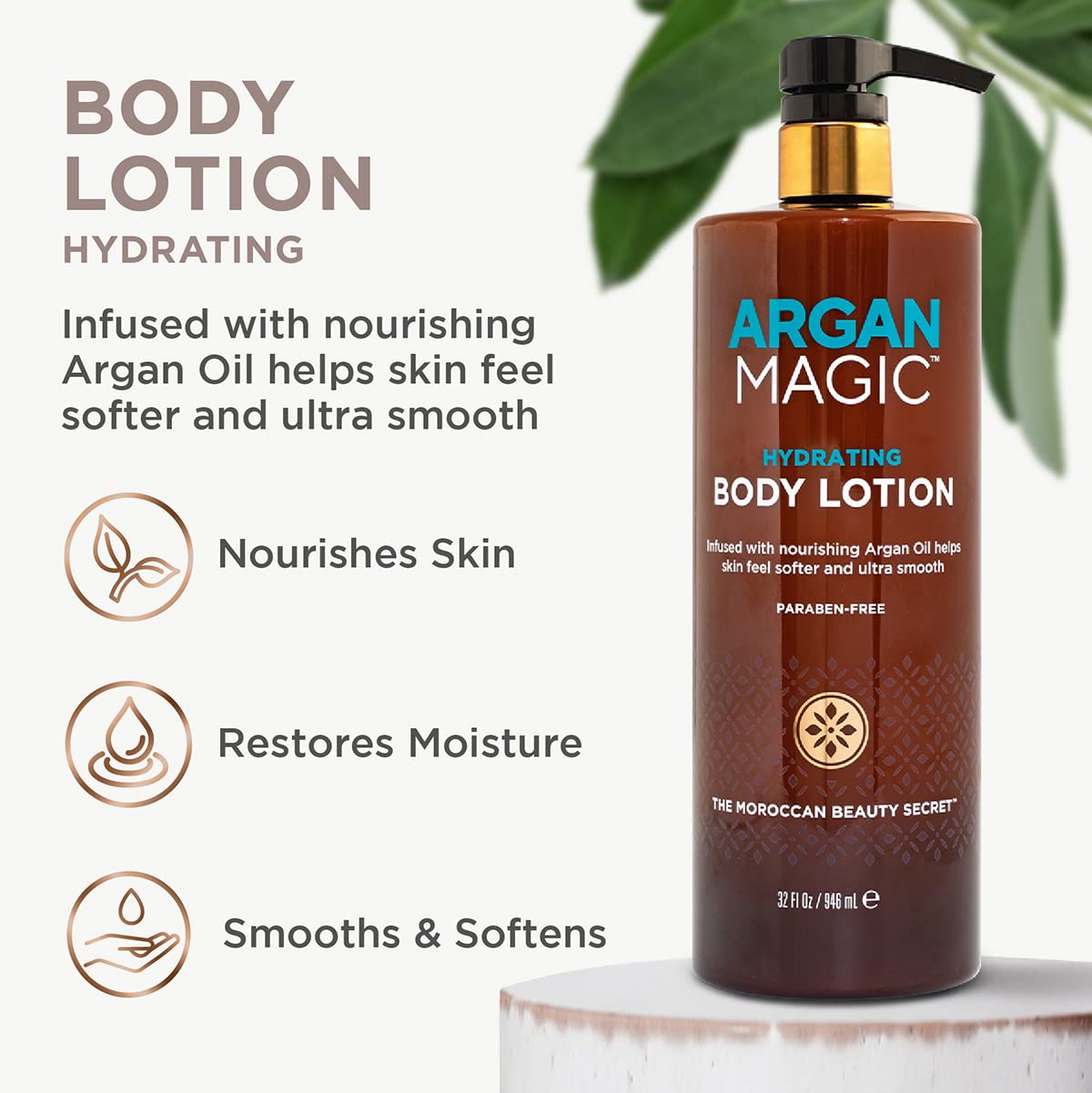 Argan Magic Hydrating Body Lotion with Argan Oil & Shea Butter for Dry Skin - Nourishes Skin, Restores Moisture, Smooths & Softens | Non-Greasy Beauty & Personal Care Argan Magic