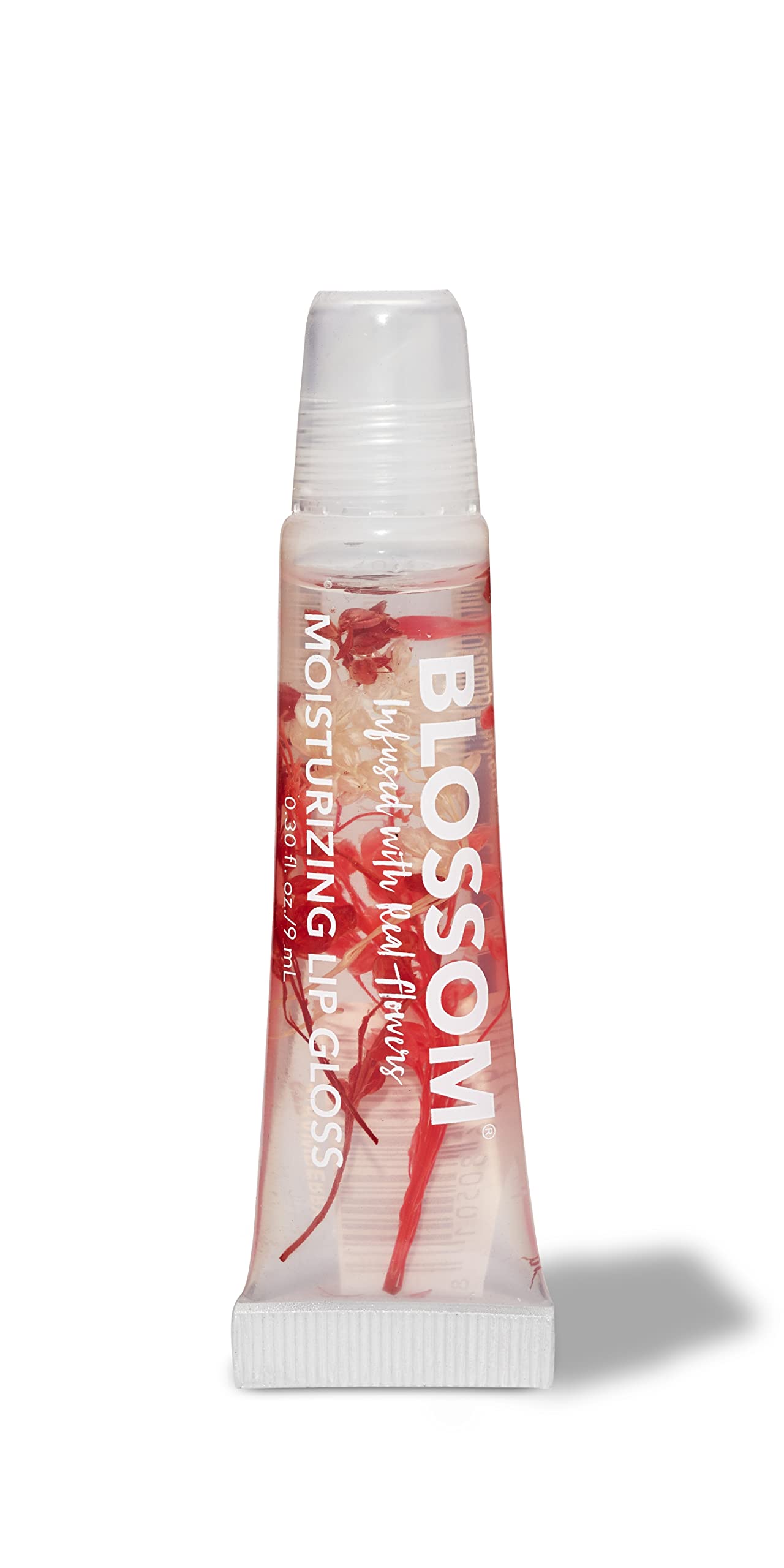 Blossom Lip Gloss Tubes, Strawberry Scented Thick Clear High Shine Moisturizing Flower Lip Gel with Nourishing Jojoba Seed Oil, Infused with Real Beauty & Personal Care Blossom