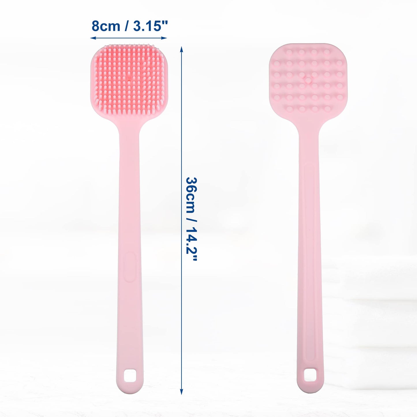 VOCOSTE Soft Silicone Bath Brush, Non-Slip Back Scrubber Shower with Long Handle for Men and Women, Pink Beauty and Personal Care VOCOSTE