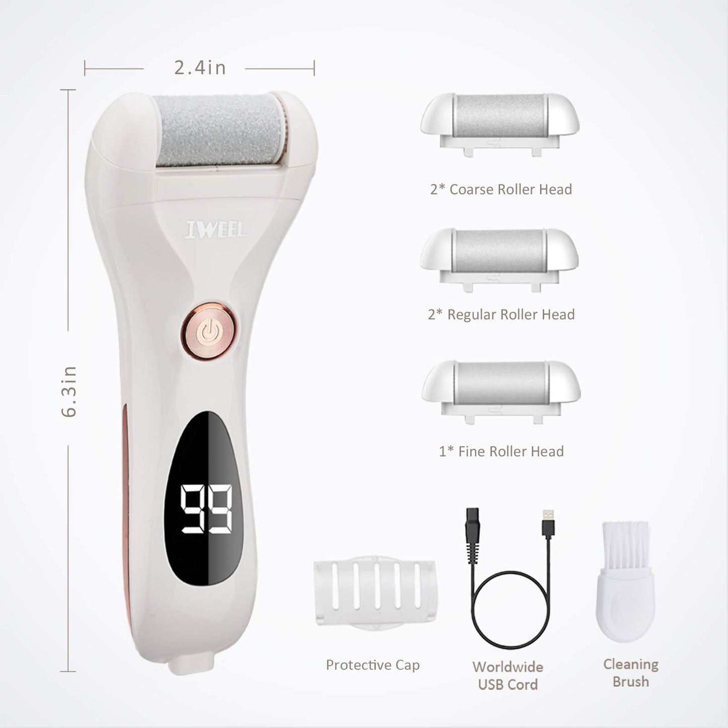 Rechargeable Electric Callus Remover Foot File – Waterproof Pedicure Tool for Cracked Heels, Dead Skin & Smooth, Soft Feet Beauty & Personal Care IWEEL