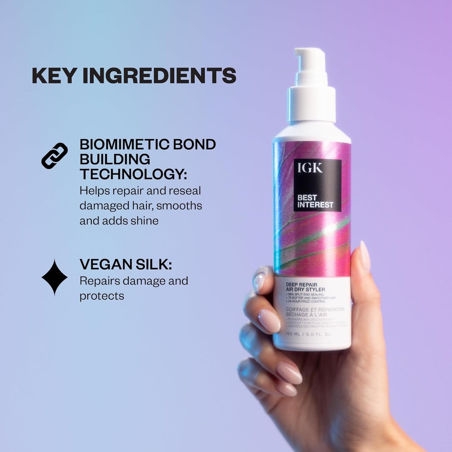 IGK Best Interest + Cash In Split Ends Repair Duo | Leave In Air Dry Serums for Damaged Hair | Instant Hair Breakage Treatment | 5 oz + 1.7 oz Beauty & Personal Care IGK