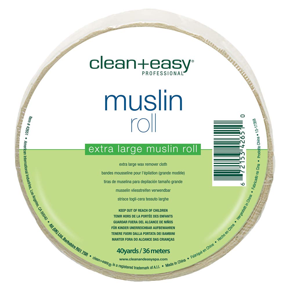 Clean + Easy Muslin Wax Strips - Extra Large Wax Strip Roll for Full Body & Facial Hair Removal, 3.5" x 40 Yards Beauty & Personal Care Clean + Easy