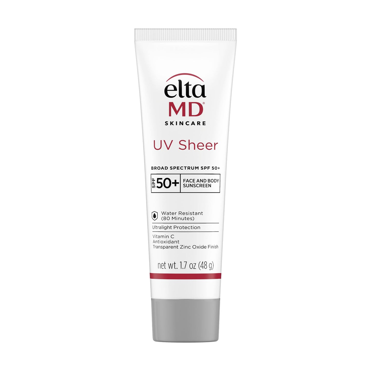 EltaMD UV Sheer Face and Body Sunscreen SPF 50+, Oil Free, No White Cast Sunscreen for Face and Body, Zinc Oxide Formula, 1.7 oz Tube Beauty & Personal Care EltaMD