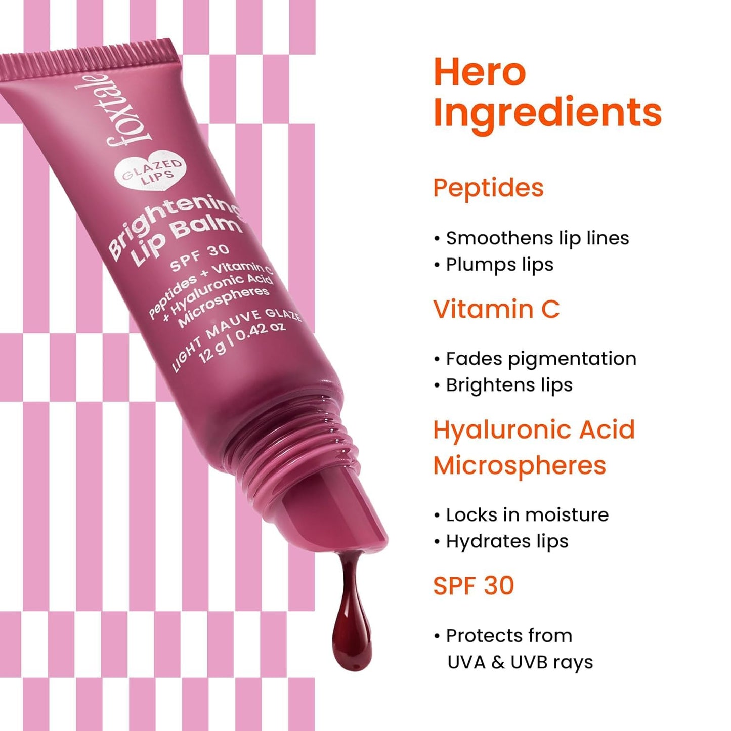 Foxtale SPF 30 Brightening Lip Balm for Dark Lips with Peptides & Vitamin C | Brightens | Hydrates | Tinted Lip Balm - Light Mauve Glaze 12gm Beauty & Personal Care FoxTale