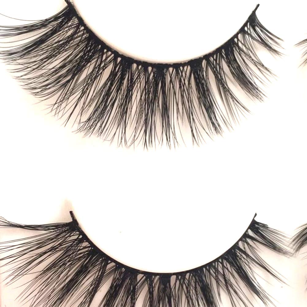 Sunniess Hair Imported Korea Fiber Faux Mink False Eye lashes Handmade Reusable Long Cross Volume Dramatic Lashes Natural Look Makeup Thick Black Fake Beauty & Personal Care Sunniess Hair