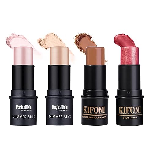 SUMEITANG 4PCS Contour Stick - Highlighter And Cream Blush Stick 4 Colors Kit - Moisturizer, Face Brightens & Shades Pencil, Facial Shaping Makeup Beauty & Personal Care SUMEITANG