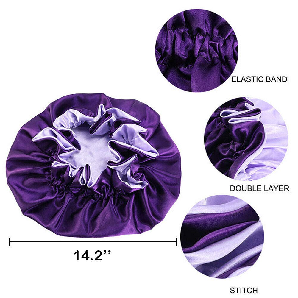 Magik Double-sided Cover Satin Night Sleep Cap Hair Bonnet Hat Head w/Elastic Band (1 Pack, Yellow/Black) Beauty and Personal Care Magik