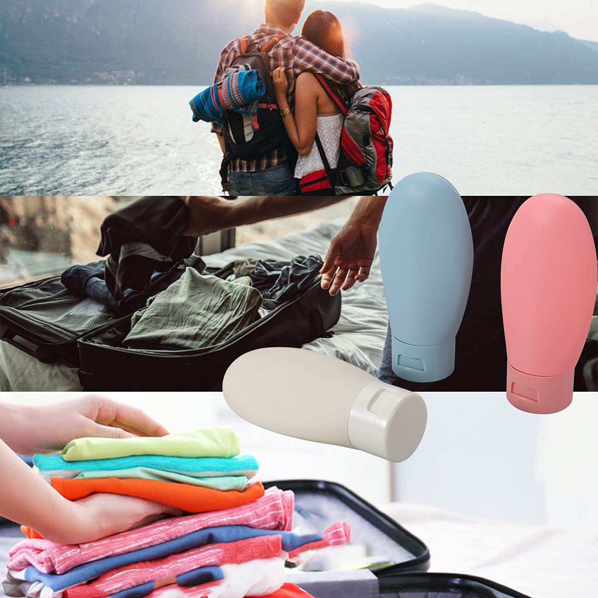 3 Pcs Travel Bottles Set,60ML Travel Bottles & Containers,Small Mini Empty Plastic Squeeze Bottles for Travel Toiletries,Shampoo and Conditioner Beauty & Personal Care LIYUABU