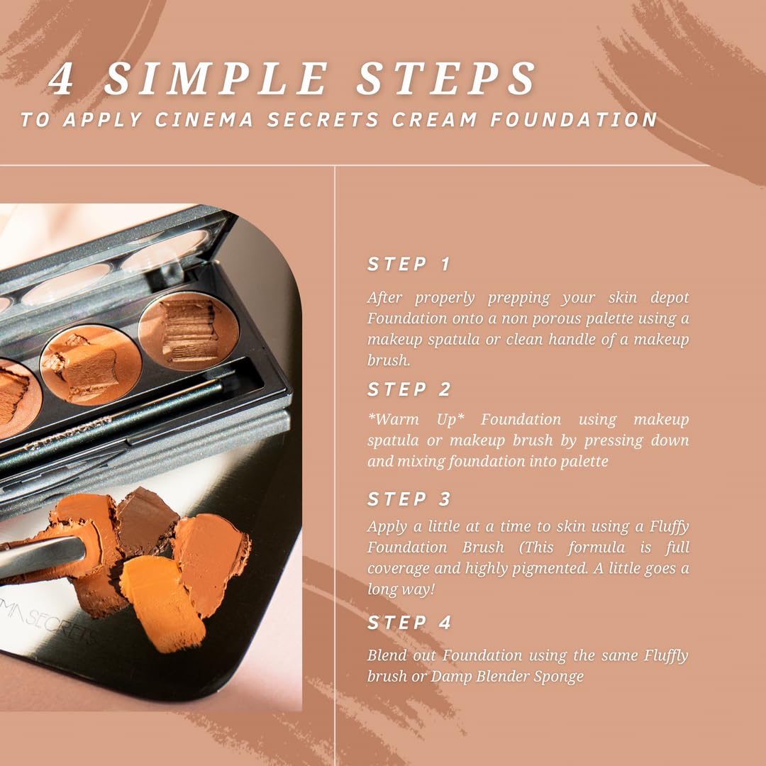 Cinema Secrets Ultimate Foundation & Concealer, Buildable Full Coverage Cream Makeup for Acne Redness and Tattoo Cover, Water Resistant HD Single Beauty & Personal Care CINEMA SECRETS