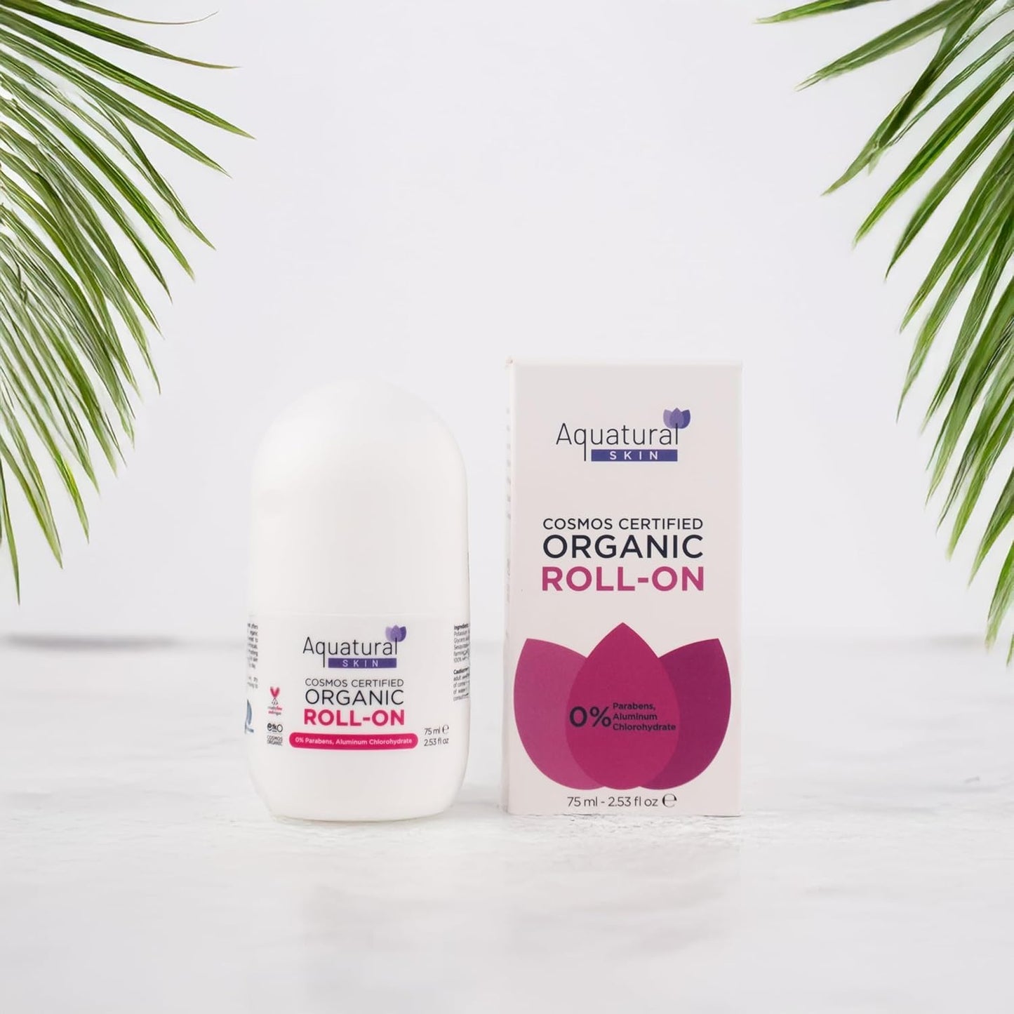 Aquatural Organic Deodorant Women & Men Roll On, Natural Formula for Sensitive Skin, Long-Lasting Odor Protection 2.53 Fl Oz Pack of 2, Rose Vanilla Beauty and Personal Care Aquatural