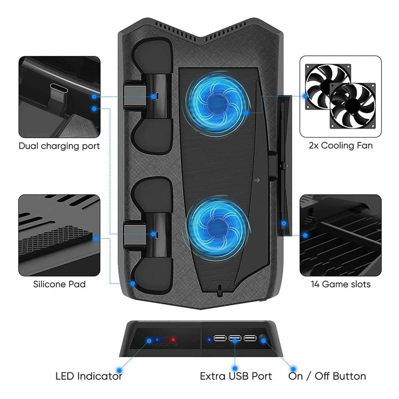 JSEIAJB for PS5 Charging Stand Base with Cooling Fan and 3 Port Controller Charger Storage Tray Bracket Beauty and Personal Care NSUQOA